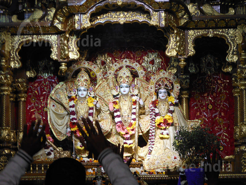 Idols of Sita, Ram, Laxman and Hanuman at the ISKCON temple