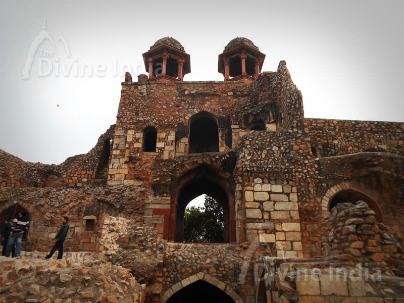 Built in red sandstone Humayun Gate (Southern Ramparts) from inside, Purana Qila