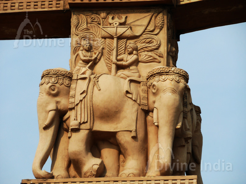 Elephants sculpture at shanti stupa indraprastha park delhi