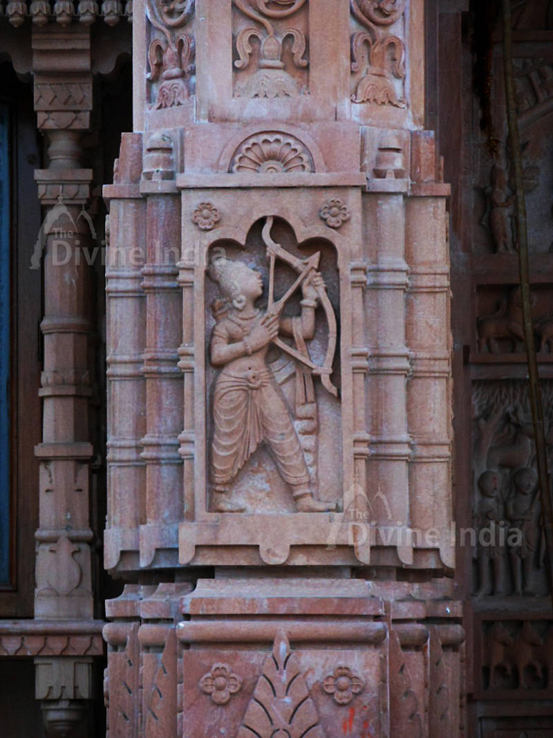 Lord Rama sculpture on wall temple