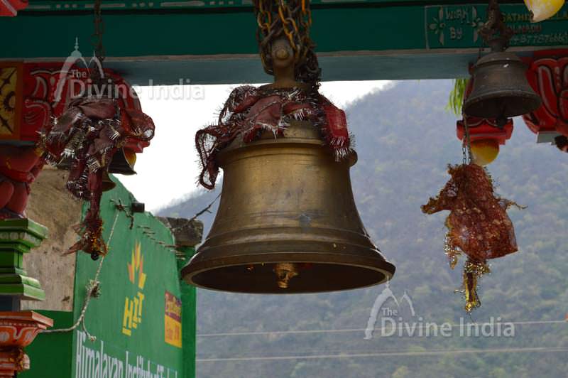 Hanging bell of entry gate at dhari devi temple
