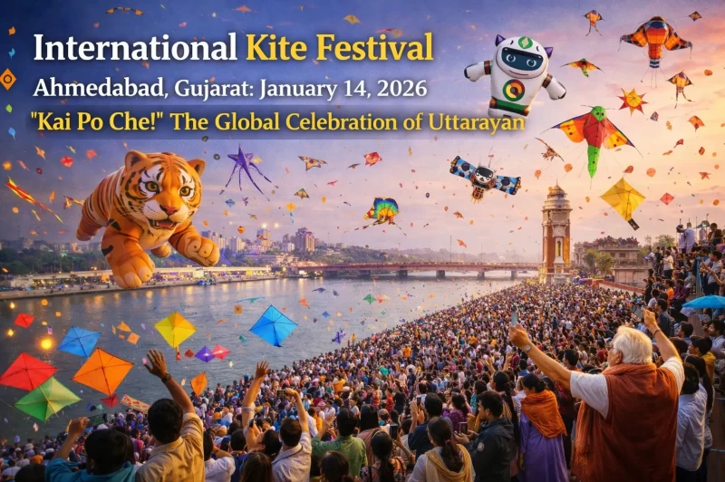International Kite Festival 2026: Gujarat’s Skies Come Alive with Color; PM Modi Extends Uttarayan Wishes