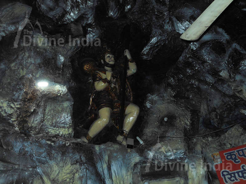 Lord Hanuman Idol inside the gufa at Shiv Mandir Gufawala-preet vihar