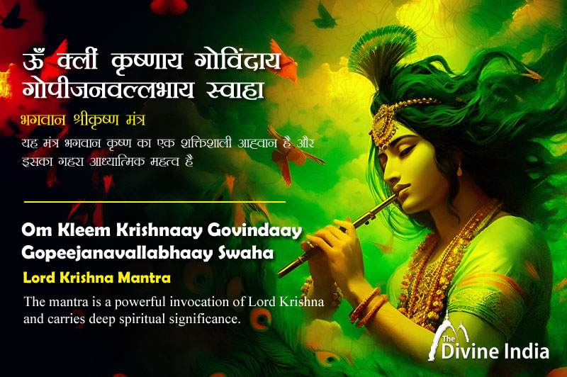 Om Kleem Krishnaay Govindaay Gopeejanavallabhaay Swaha - Lord Krishna Mantra