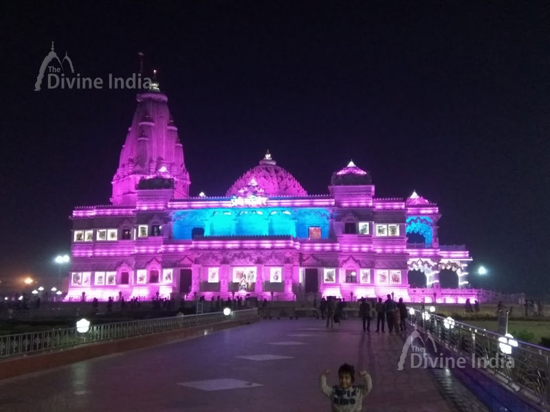 Prem Mandir with Pink Lights