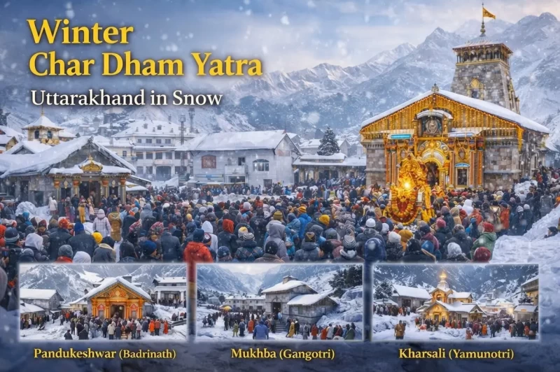 उत्तराखंड: कड़ाके की ठंड में भी 'शीतकालीन चारधाम यात्रा' ने तोड़े रिकॉर्ड; ऊखीमठ में बाबा केदार के दर्शन को उमड़ा जनसैलाब