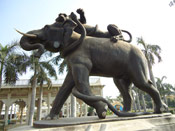 Beautiful elephant sculptures, Chattarpur Temple