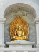 Golden Budha statue at shanti stupa, Indraprastha Park
