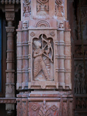 Lord Rama sculpture on wall temple