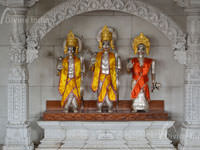 Beautiful Sliver made Sri Ram, Laxman and Sita sculpture at Hanuman Balaji Temple
