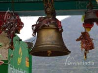 Hanging bell of entry gate at dhari devi temple