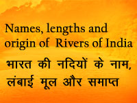 Names, lengths and origin of rivers of India Names, lengths and origin of rivers of India