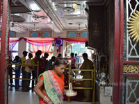 Lord Hanuman idol at left side entrance gate of chintpurni temple