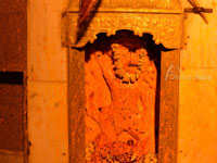 Lord Hanuman idol at left side entrance gate of chintpurni temple
