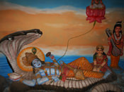 Lord Vishnu and Laxmi Sculpture at Moksha Dham Temple