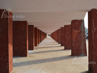 Pillars of bathing place at brahma sarovar