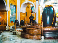 Shiva Linga at Ranbireshwar Temple which is  8 feet high and is made from single black stone