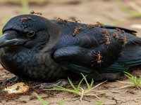 When the crow feels sick… it looks for ants